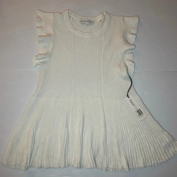 White + Warren Tops - White + Warren White Linen Ribbed Swing Top Size S NWT